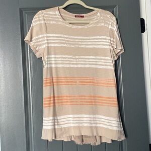 Peach, white and tan top